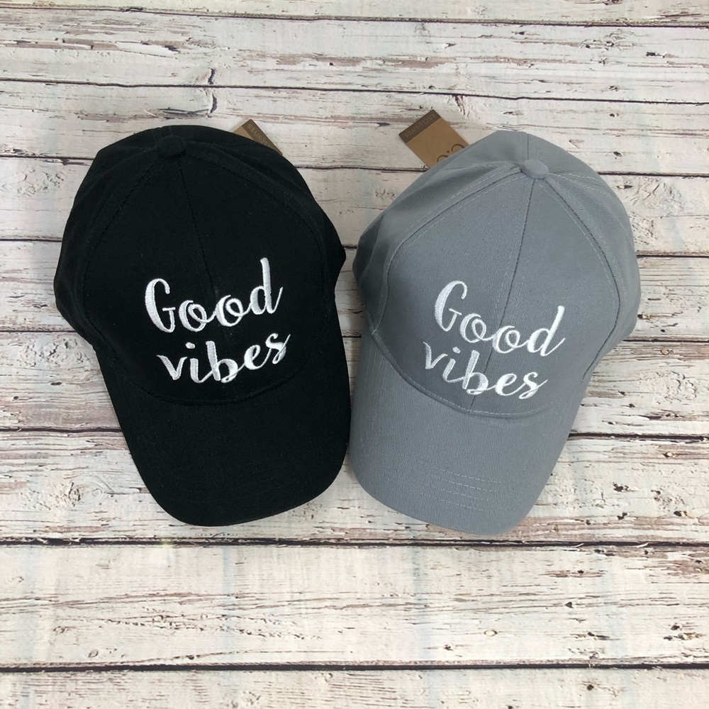 "GOOD VIBES" - C.C Embroidered Adjustable Ball Cap